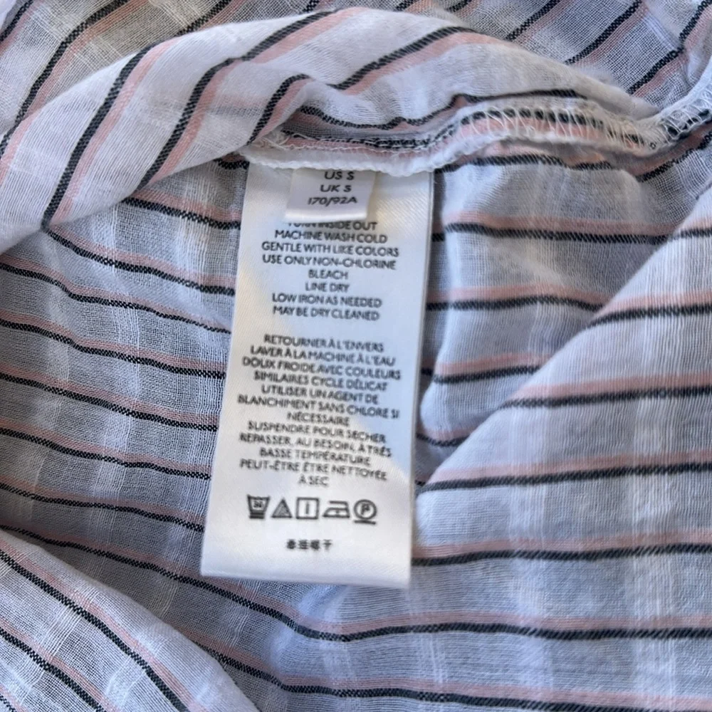 Anthropologie Pilcro Serena Surf Henley Blouse Floral Embroidered Sz S Oversized - Picture 8 of 11